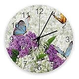 Blumenstrauß Schmetterling Zuhause Ruhig Stille Einfache Stummuhr Dekorative Wanduhr Wohnzimmeruhren W