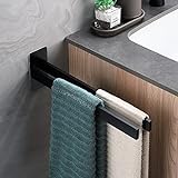 Dvocel Zweiarmig Handtuchhalter ohne Bohren Selbstklebend Handtuchstange Matt Edelstahl Doppelt Wand Handtuchhalter für Bad Küche Schw