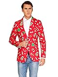 OFFSTREAM Weihnachtsjacke für Herren in Verschiedenen Drucken, Red Icons Jacket Only, XXL