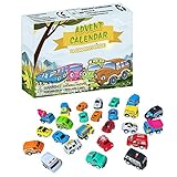 Xzbnwuviei 24 Stück Weihnachten Adventskalender Mini Auto Spielzeug Cartoon Polizei Feuerwehr Truck Baumodell Kinder Countdown Geschenk
