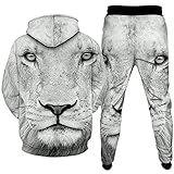 SSBZYES Herren Sweatshirt Sweatshirt Set Große Größe Herren Hoodie Jogginghose Paar Pullover Zweiteiliges Wolf Print Sweatshirt S