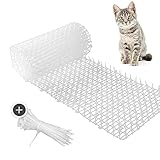 Transparente Katzenabwehr Matte - 2m Lange Matte mit Spikes zur friedlichen Abwehr von Katzen und weiteren Tieren - inklusive 30 Kabelbindern zur Befestigung auf Gegenständen und Möb