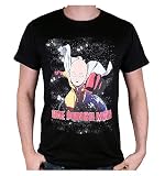 Cotton Division One Punch Man Herren T-Shirt Saitama Fight Baumwolle Schwarz - XXL