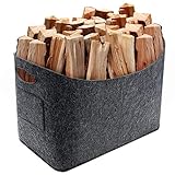 Filztasch Kaminholz, Vintoney Filztasche Kaminholztasche groß Filzkorb Holzkörbe aus extradickem Filz mit Tragegriffen für Holz, Zeitungen, Kaminholz, kamin, Kleidung, Pflanze usw(53x30x40cm)