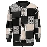 DaDuo Sweaters Herren Regular Fit Spleißen Farbabstimmung Strickjacke Herren Frühling Herbst Komfortabel Atmungsaktiv Übergangsjacke Herren Mode Lassig Strickwaren Herren A-Khaki L