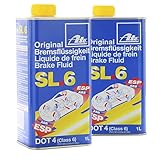ATE 2X ORIGINAL Bremsflüssigkeit Brake Fluid SL.6 DOT4 1 Liter / 03.9901-6402.2