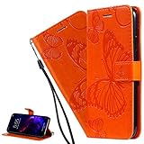 LEMAXELERS Xiaomi Mi 9 Pro Hülle,Für Xiaomi Mi 9 Pro Handyhülle Schmetterling Prägung Mädchen Flip Case PU Leder Cover Magnet Schutzhülle Ständer Handytasche für Xiaomi Mi 9 Pro,KT Die Orang