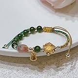 Feng Shui Armband Natürliche Jasper agate Perlen Stretchy Armband Vietnamesisch Gold Lotus Chakra Edelsteine Kristall Armband Sprituelle Heilmittel Meditation Armband Wohlstand Ruhige Ruhigk