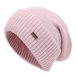 jaxmonoy Cashmere Slouchy Beanies für Frauen Winter Leichte Mädchen Wolle Strickmütze Bündchen Weich Warm Slouch Beanie Cap, rose, M