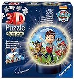 Ravensburger 3D Puzzle 11842 - Nachtlicht Puzzle-Ball Paw Patrol - 72 Teile - ab 6 Jahren, LED Nachttischlampe mit Klatsch-M
