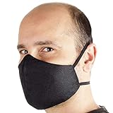3 Stück Masken Schutzmaske für Mund und Nase, Baumwoll-und TNT-Masken, Wiederverwendbare Unisex Waschbare Maske Staubmaske Zwei Größen Dünn und Groß - Made in Italy (Kopf:Large,Schwarz)