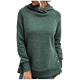 Damen O-Ausschnitt einfarbig Kapuzentasche Langarm Pullover Tops 6535 Weiss Leisure Lena Strass (Chiffon v) Sunflower 075 Letter hip hop Outerwear H