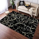 VINISATH Teppich Wohnzimmer Area Rug Broschüre mit goldmarmoriertem Texturdesign Rutschfester Wohnzimmerteppich Soft Waschbar Teppiche Carpet für Schlafzimmer 100x160