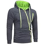Dressin Sweatshirt Fitness Training Kleine Größe Unisex Pullover Mit Kapuze Dünn Und Leicht Kapuzenpulli Herren XXL Einfarbig Slim Fit Hooded Langarm Hoodie Schlanke Herren Kapuzenpullover Grün/3XL