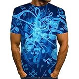 Kurzarmhemden Herren，Herrenmode 3D Blue Musical Note Bedruckte T-Shirts Hemden ， Kurzarm-T-Shirt Mit Rundem Hals, Lässige T-Shirts Atmungsaktive T-Shirts-XXXXL