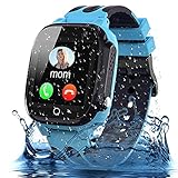 Smooce Smartwatch Kinder Telefon, wasserdichte Smartwatch für Kinder mit LBS Tracker SOS Voice Chat und Kameraspiel für 3-12 Jahre alte Kinder Geburtstag (Blue)