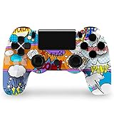 PS4 Controller, Wireless Controller für Playstation 4/PS4 Pro/PS4 Slim mit Dual Vibration Touchpanel Anti-Rutsch Griff Audio-Buchse und 6-Achsen-Gyro 600mAh (B)