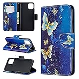nancencen für iPhone 6 Plus/iPhone 6s Plus Handyhülle, Hohe Qualität PU Lederhülle, Mit Kreditkarteninhaber Flip Cover Schutzhülle, Rutsch Kratzfest Schutzhülle - Goldener Schmetterling