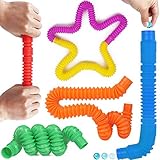 Yiran 6-Pack Pop Tubes Sensorisches Spielzeug, Mehrfarben-Stretch-Rohr Sensorisches Spielzeug with Funny Pop Sounds. für Kinder Stress und Angst Linderung