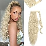 50cm Ponytail Extension Haarteil Zopf Corn Wavy Pferdeschwanz Haarverlängerung Lockig Synthetik Haare 613C Gebleichtes B