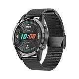 Smart Watch, Uhren, Touchscreen-Fitness-Tracker, Aktivitäts-Tracker, Herzfrequenz-Schlafmonitor, wasserdichte Smartwatch für iOS Android-Stahlgürtel schw