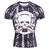 JELLYB Muskelshirt Herren Sommer Persönlichkeit Kreative Druck Herren Kompressionsshirt Modern Basic Rundhals Slim Fit Stretch Kurzarm Gym Schnelltrocknend Funktionsshirt TD66 XXL