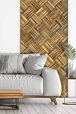 wodewa Designfliese Wandverkleidung Holz selbstklebend 3D Altholz sonnenverbrannt Wandpaneele Moderne Wanddekoration Holzwand Wohnzimmer Küche S