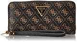 Guess Damen Large Zip Around Wallet Cordelia Geldbörse mit großem Reißverschluss, Braunes Logo, One S