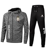 JesUsAvila Herren Sportswear Anzug Galatasaray Logo Kapuzenjacke und Sporthose, Outdoor Casual Zip Jogginganzug Cardigan Trainingsanzug Freizeit/Gray / 4XL