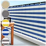 casa pura Balkon Sichtschutz UV-Schutz | 90x500cm | wetterbeständiges und pflegeleichtes HDPE-Spezialgewebe | blau-weiß g