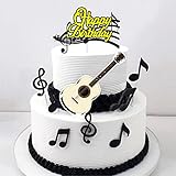 Ouceanwin 40 Stück Musiknoten Cupcake Topper Kuchendeko Happy Birthday Tortendeko Gitarre Cake Torten Muffin Decoration, Picks Geburstagstorte Deko für Musikalisches Thema Party