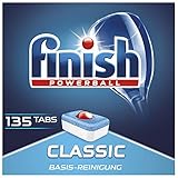 Finish Classic Spülmaschinentabs, phosphatfrei – Geschirrspültabs mit Powerball für die Basis-Reinigung des Geschirrs – Sparpack mit 135 Finish Tab