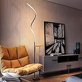 Modernes Licht, LED-Schlafzimmer-Bodenleuchte mit Holzregal 23W 170CM Nachttischlampe Spiral-Stehlampe für Wohnzimmer Gebogene Lampe mit Fußschalter Warmweiß