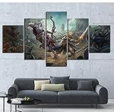 5 Stück mit Rahmen World Of Warcraft Battle Azeroth Sylvanas Windrunner Anduin Wrynn Spiel Poster Wandkunst Gemälde Wohnkultur 150x80