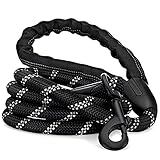 Starke Hundeleine, reflektierendes Seil, kau-resistentes Paracord für mittlere und große Hunde, haltbare Metallschließe, Befestigung am Haustierhalsband (1 Packung) (1.5m, Schwarz)