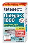 tetesept Omega-3 1000 - Seefisch- und Lachsöl Kapseln - Hochdosierte Omega 3 Fettsäuren DHA, EPA & Vitamin E - Unterstützung des Herz-Kreislauf-Systems - 1 x 80 Stück (Nahrungsergänzungsmittel)