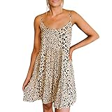 AFFGEQA Damen Freizeit Kleider Damen Sommerkleider 2022 Frauen Casual Fashion Print Boho Krawatte Schleife Strandkleider Ärmelloses süßes Mini Tank Sommerk