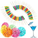 Cocktail Papier Party Cocktail Sticks Papier Cocktailspieße Bambus Papier Cocktail Dekoration Hawaiian Party Sticks Cocktail Dekoration Regenschirm Bambusstock Stilvoll Und Schön Sommer Party Bar 50