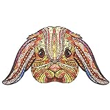 Funnli Holzpuzzles für Erwachsene und Kinder, Tiere Holz Puzzle(Langohr Kaninchen), puzzleteile aus tierteilen 97 Stück, Mit einem Mini Smile Size Puzzle (S-8 * 15.2cm)