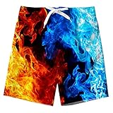 TUONROAD Jungen Badeshorts 3D Druck Lustig Badehose Kinder Schnelltrocknend Boardshorts Kurze Hose Shorts 13-14 J