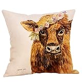 FeiliandaJJ Kissenbezug Tier Ölgemälde Kuh Muster Kissenhülle Super Weich Home Dekoration Kopfkissenbezug Pillowcase Sofakissen für Wohnzimmer Sofa Bed,45x45cm (B)