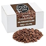 FOOD crew 900g Belgische Fondue-Schokolade Vollmilch-Drops - zart schmelzender Hochgenuss feine Leckerei für Schoko-Brunnen Fondue-Sets - beste Qualität - 10 Portionsbeutel je 90 g einzeln verpack