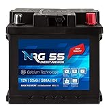 NRG Premium Autobatterie 12V 55Ah 500A/EN Batterie ersetzt 45Ah 47Ah 50Ah 52Ah 53Ah 54