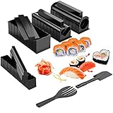 10 Stück Sushi Maker Kit DIY Roll Rice Roll Roll Mold für Anfänger Kunststoff Sushi Maker Werkzeug Komplett mit 8 Sushi Reis Rolle Schimmel Formen Gabel Spatel DIY Haus Sushi Werkzeug