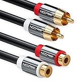 deleyCON 2m Cinch Verlängerung Cinch RCA Verlängerungskabel Stereo Audio Kabel 2x Cinch Stecker zu 2x Cinch Buchse vergoldete Metallstecker Schw