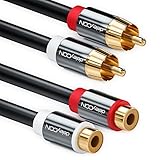 deleyCON 2m Cinch Verlängerung Cinch RCA Verlängerungskabel Stereo Audio Kabel 2x Cinch Stecker zu 2x Cinch Buchse vergoldete Metallstecker Schw