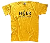 Shirtzshop Herren Hier spielt Notenschluessel-Musiker T-Shirt Gelb XXL