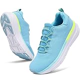 STQ Wanderschuhe für Damen, Slipper, atmungsaktiv, Tennisschuhe, modische Turnschuhe für Workout, bequeme Unterstützung des Fußgewölbes, Blau (Hellblau-grün), 38.5 EU
