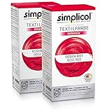 simplicol Textilfarbe intensiv (18 Farben), Rosen-Rot 1803 2er Pack: Einfaches Färben in der Waschmaschine, All-in-1 Komplettpackung