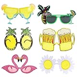 6 Paar Hawaiian Tropical Party Brille Set, Neuheit Party Sonnenbrille, Lustige Brillen für Foto-Requisiten, Beach Party Kostüm Dekoration, Tanzshows, Themenorientierte Partei Sommer Verk